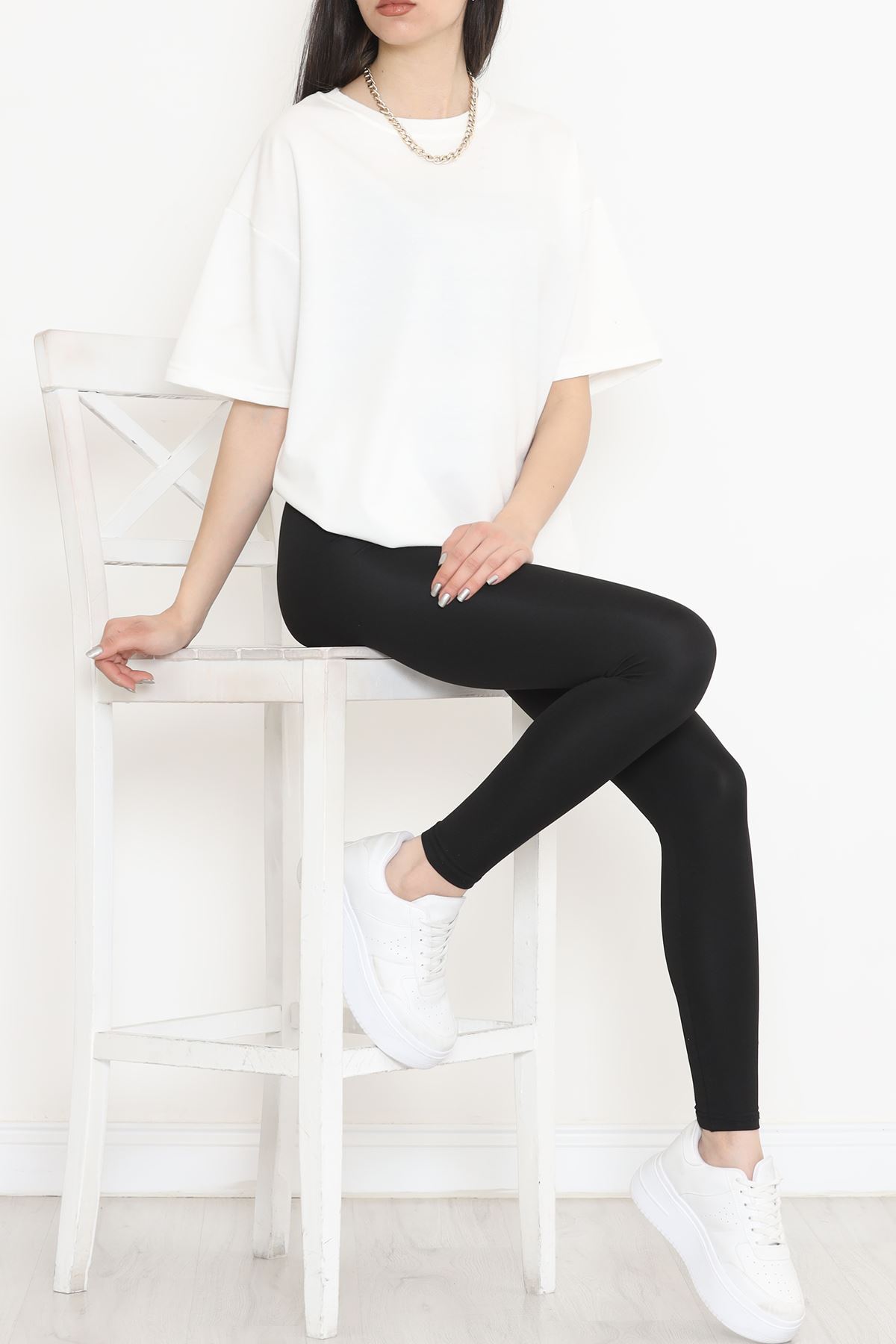 Bisiklet Yaka İki İplik Tişört Beyaz - 15152.751.