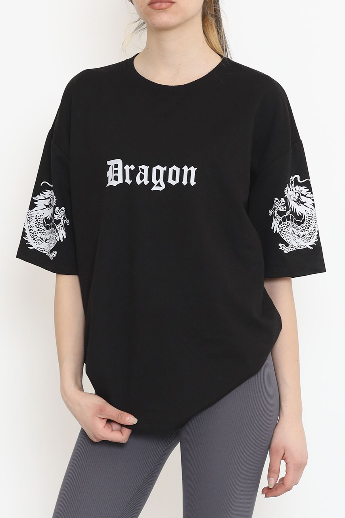 Sırt Baskılı Oversize Tişört Siyah - 15926.336.