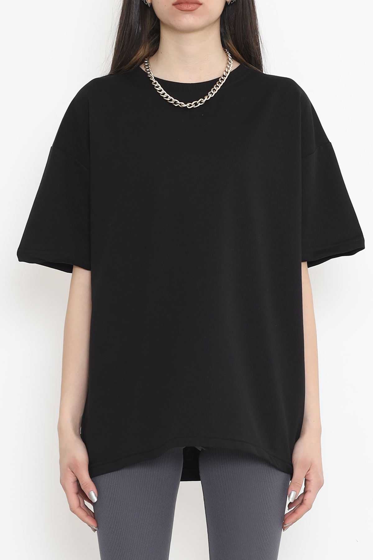 Bisiklet Yaka İki İplik Tişört Siyah - 15152.751.