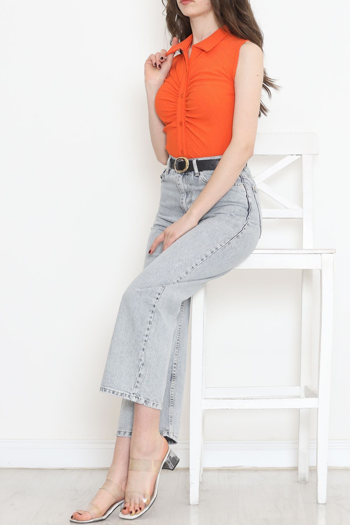 Büzgülü Gömlek Bluz Oranj - 12578.631.