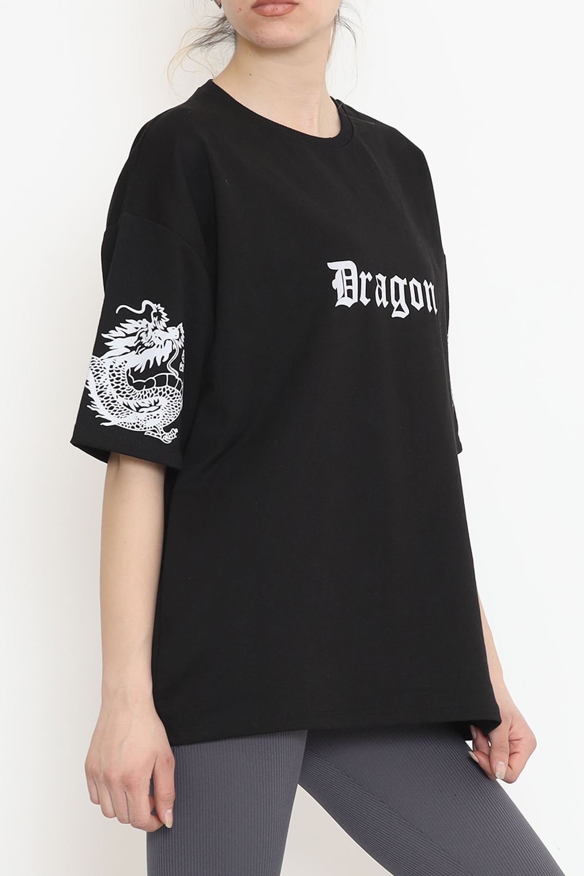 Sırt Baskılı Oversize Tişört Siyah - 15926.336.