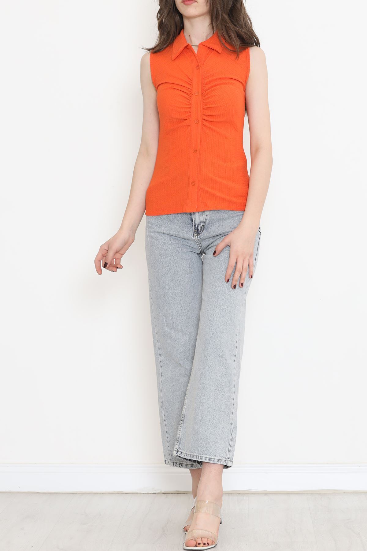Büzgülü Gömlek Bluz Oranj - 12578.631.