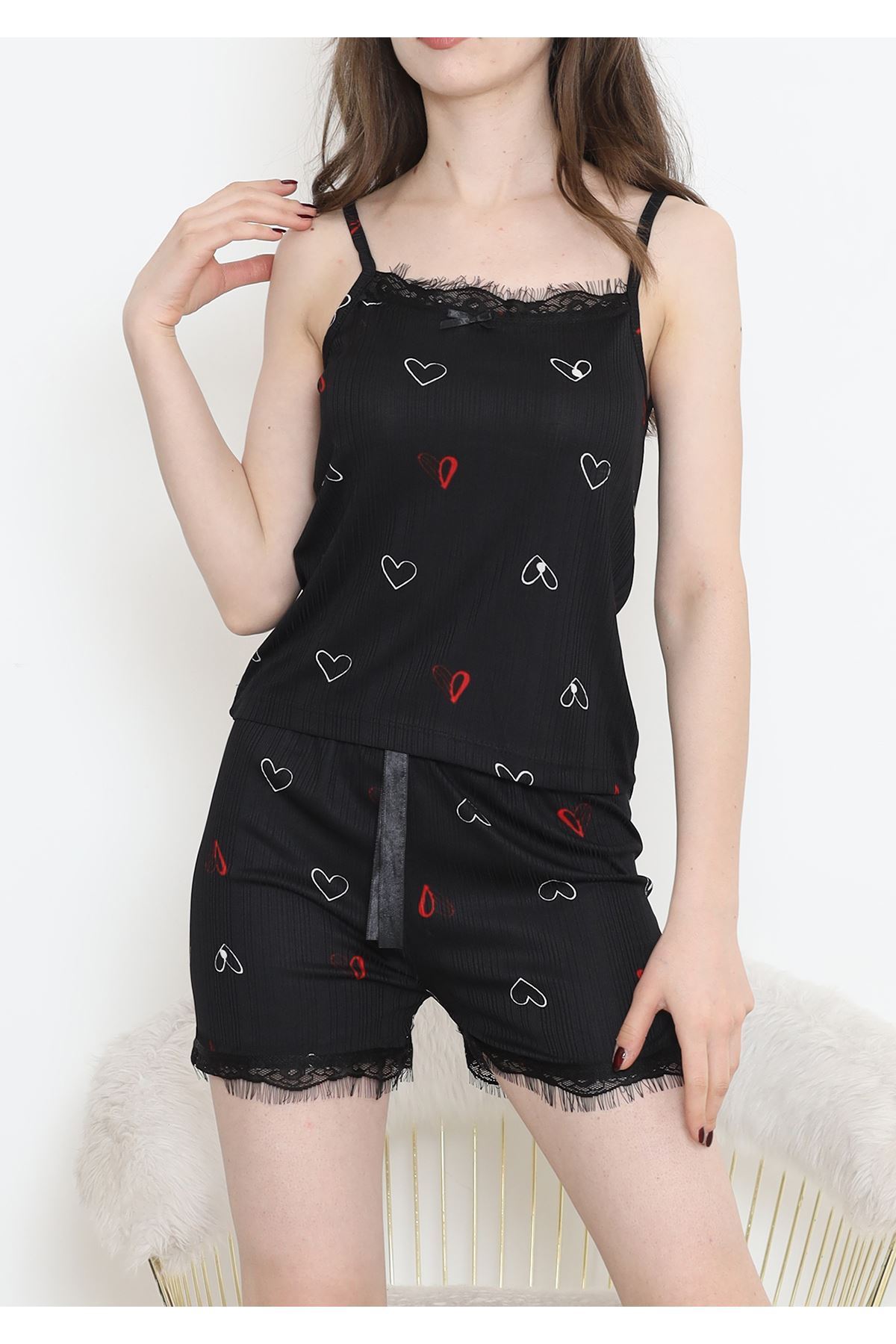 Şortlu Pijama Takımı Siyah - 178.1287.