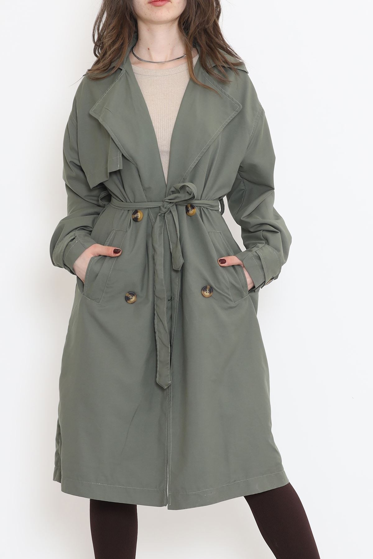 Kuşaklı Trençkot Haki - 2480.1367.