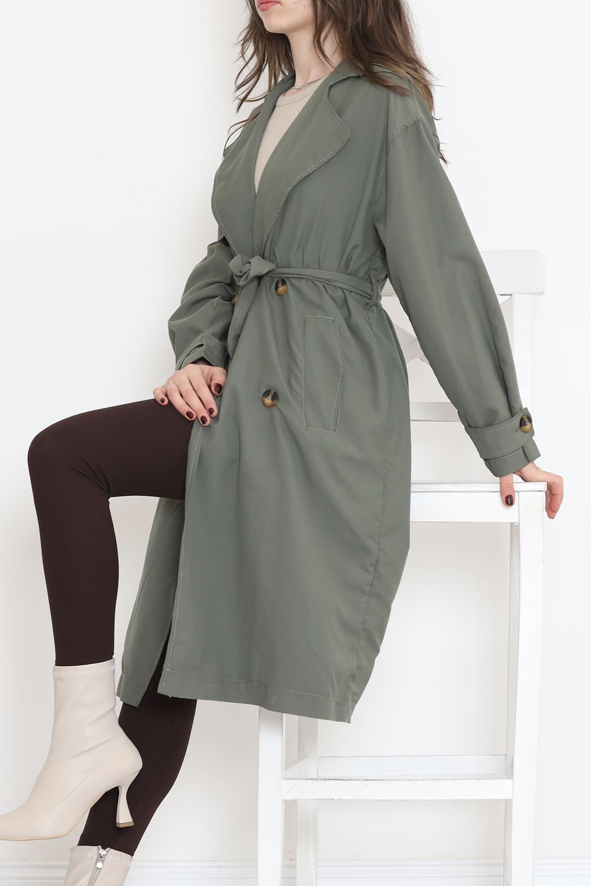 Kuşaklı Trençkot Haki - 2480.1367.