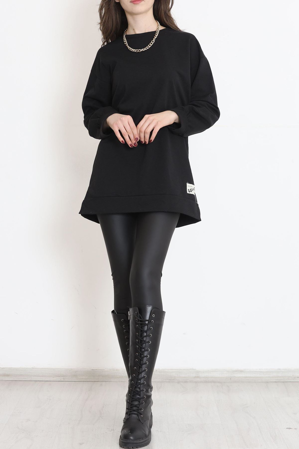 Armalı İki İplik Tunik Siyah - 15568.1792.