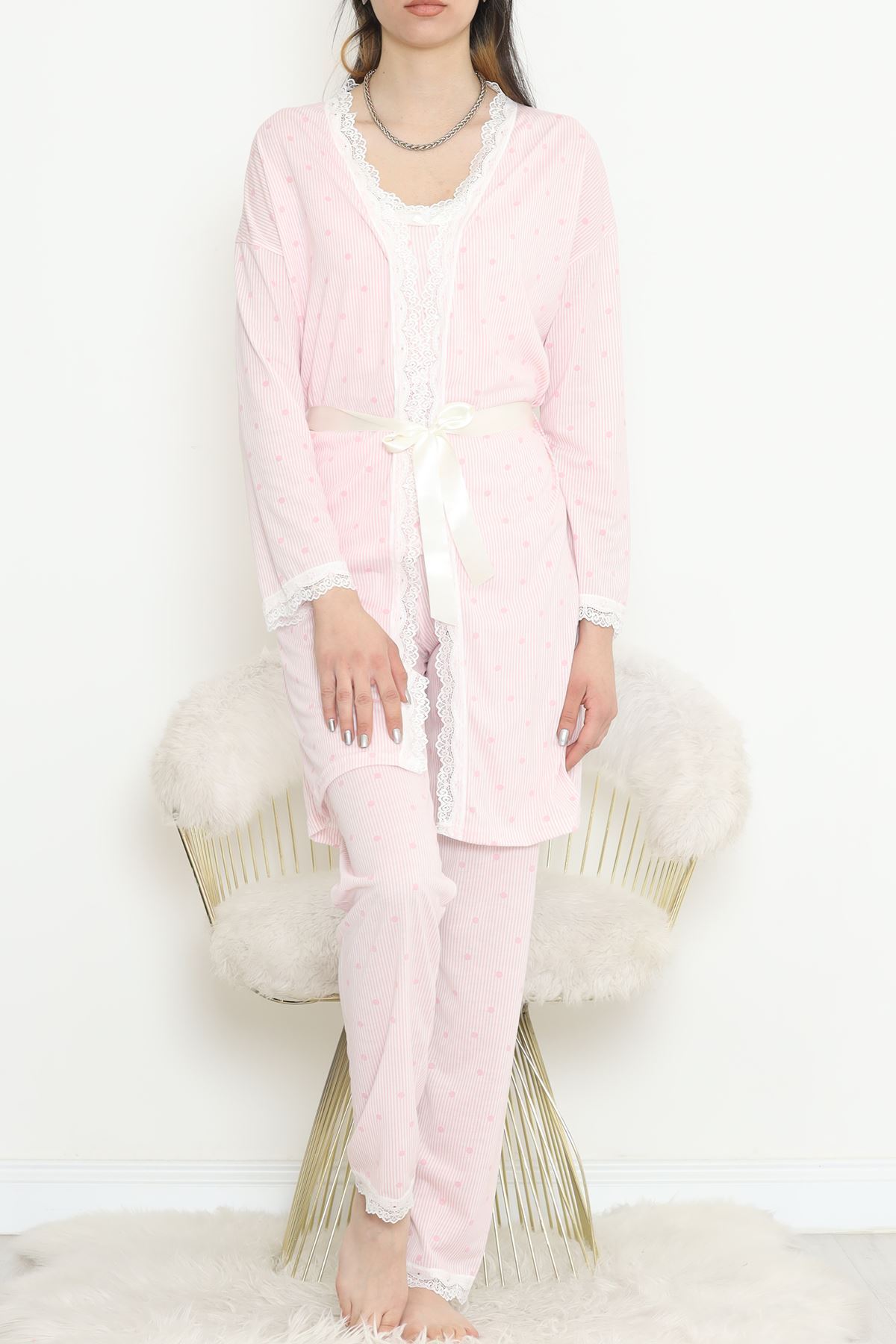 3'Lü Pijama Takımı Pudra - 19198.1049.