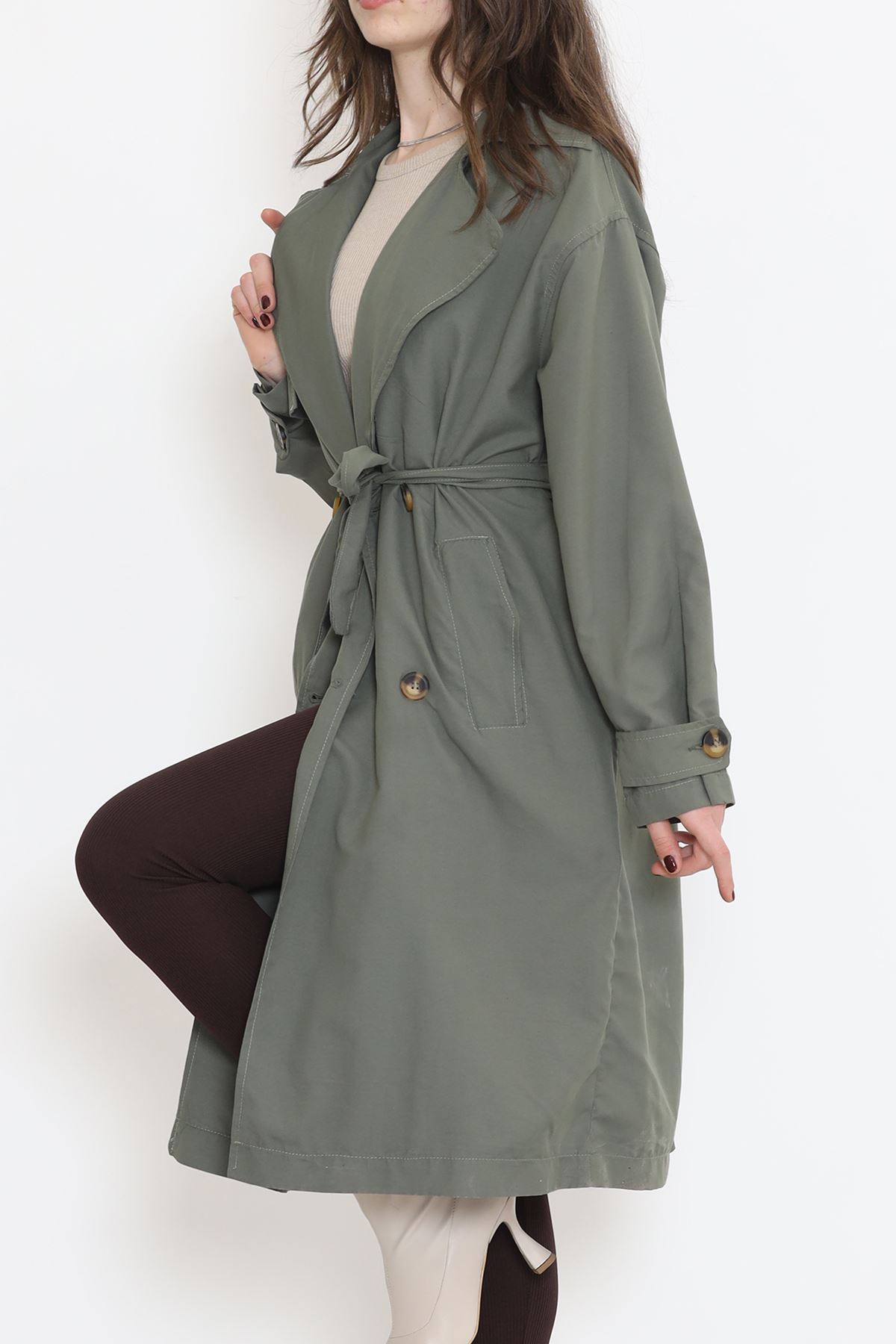Kuşaklı Trençkot Haki - 2480.1367.