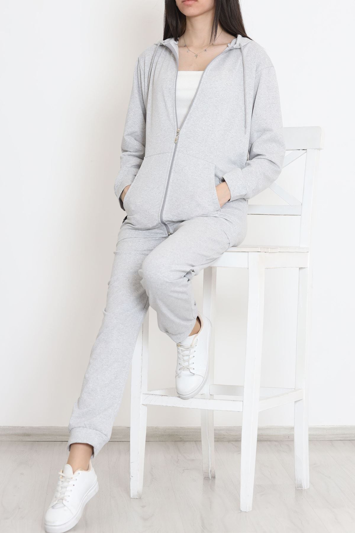 Fermuarlı Çımalı Takım Gri - 12623.5238.