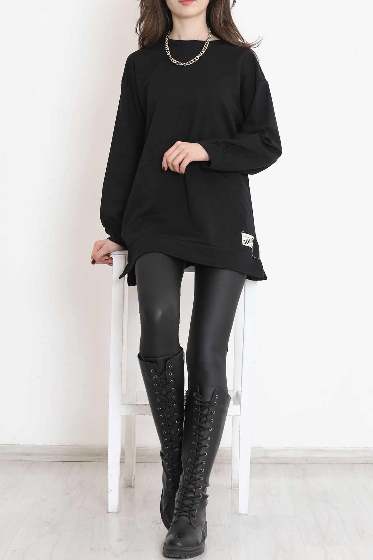 Armalı İki İplik Tunik Siyah - 15568.1792.