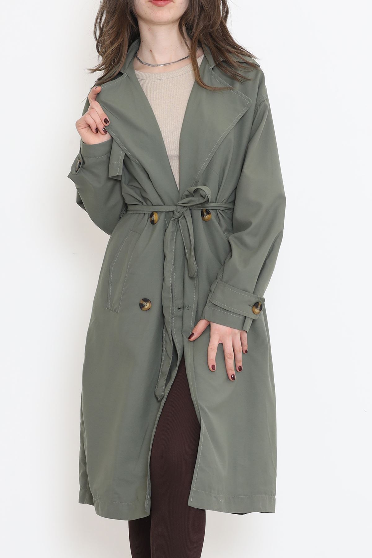 Kuşaklı Trençkot Haki - 2480.1367.