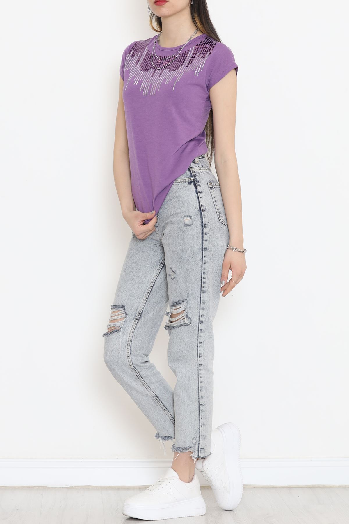 Pul Detaylı Bluz Açıkmor - 17145.599.