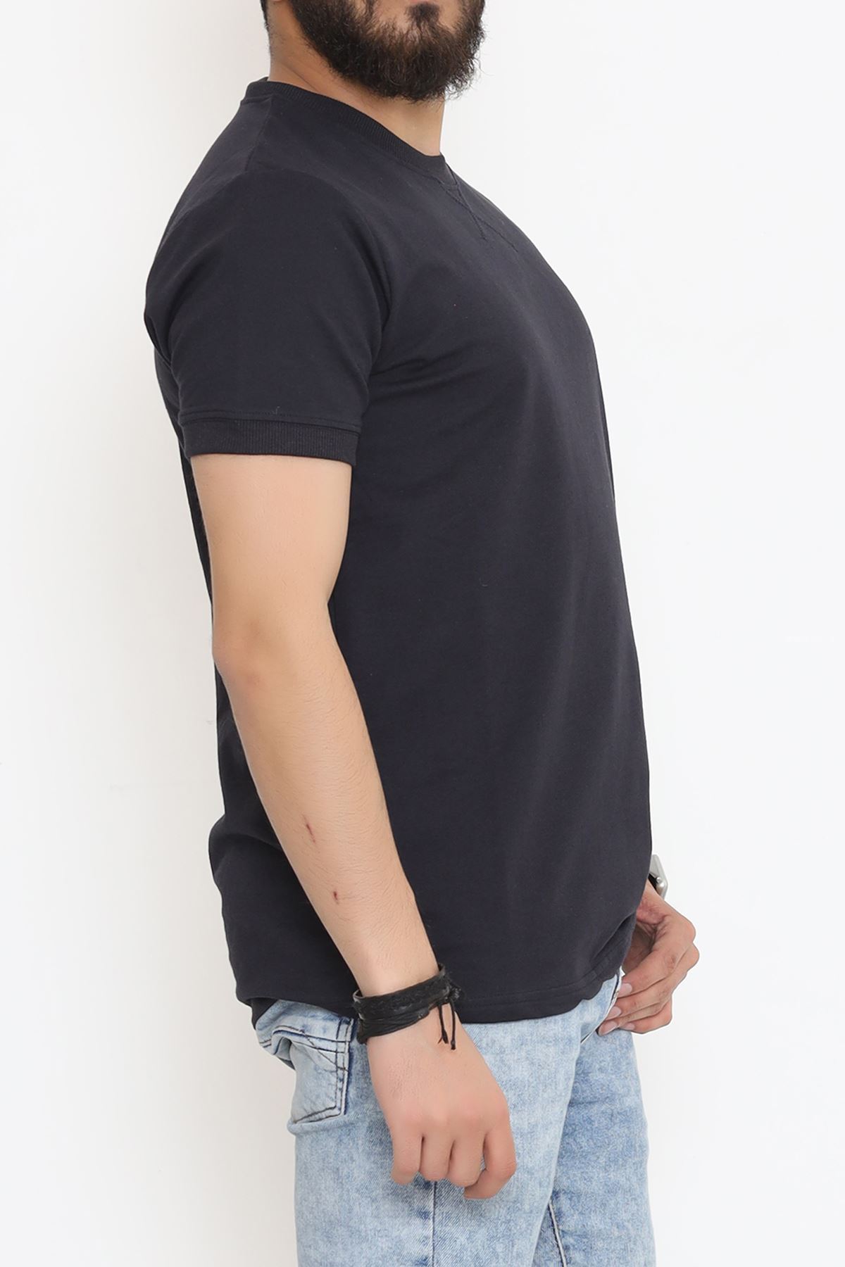 Bisiklet Yaka İki İplik Tişört Lacivert - 152430.275.