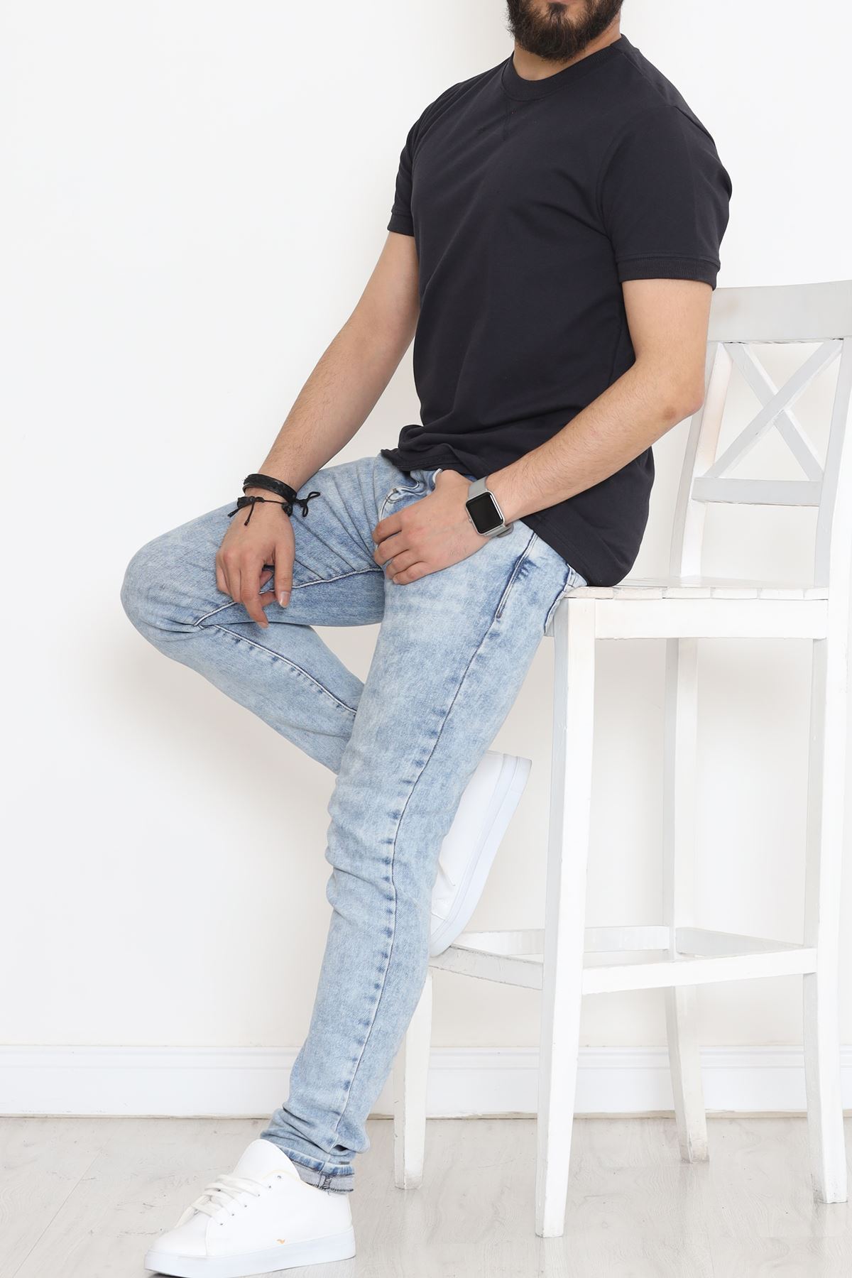 Bisiklet Yaka İki İplik Tişört Lacivert - 152430.275.