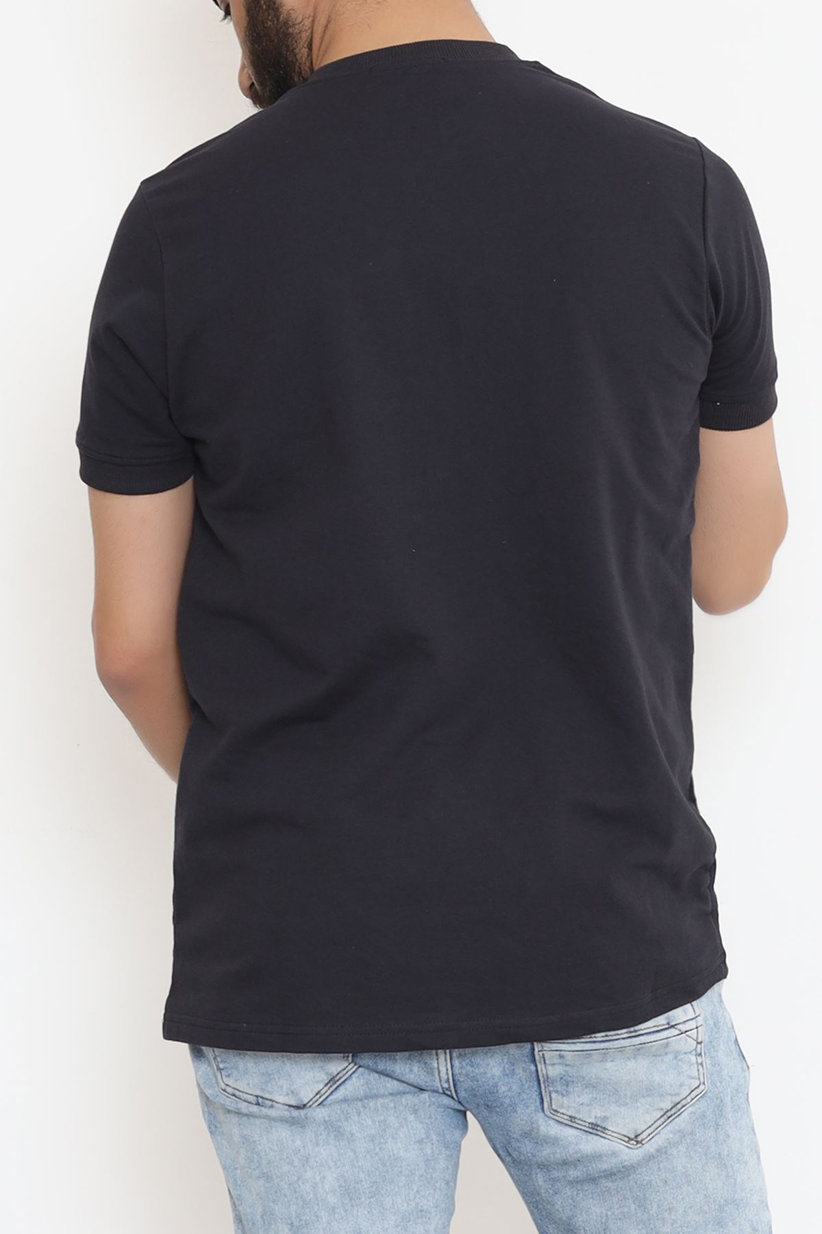 Bisiklet Yaka İki İplik Tişört Lacivert - 152430.275.
