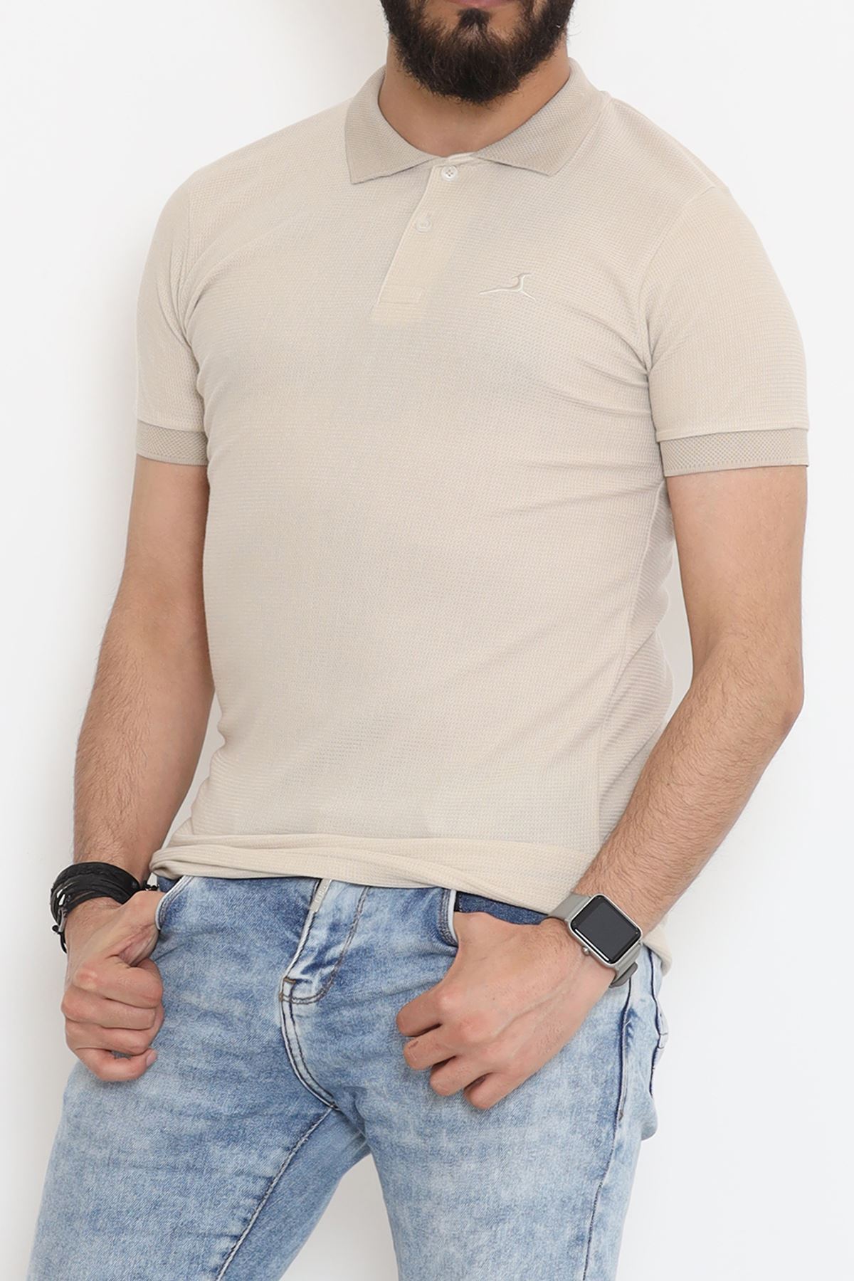 Polo Yaka Erkek Tişört Bej - 18288.1778.
