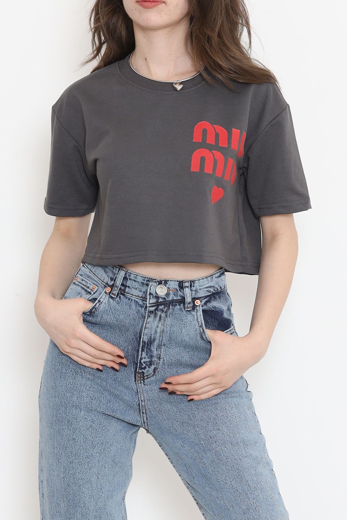 Crop Tişört Koyufüme - 16561.751.