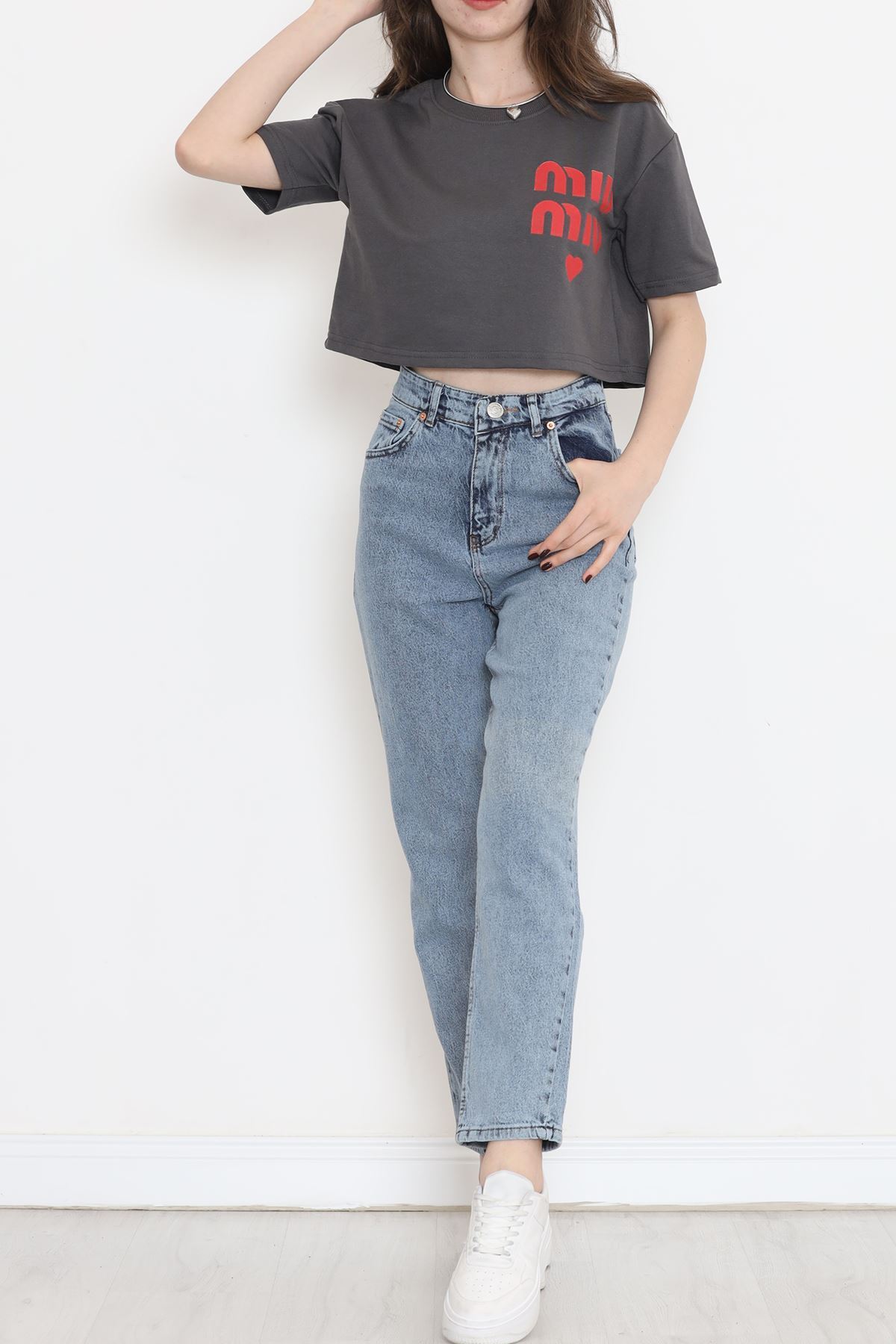 Crop Tişört Koyufüme - 16561.751.