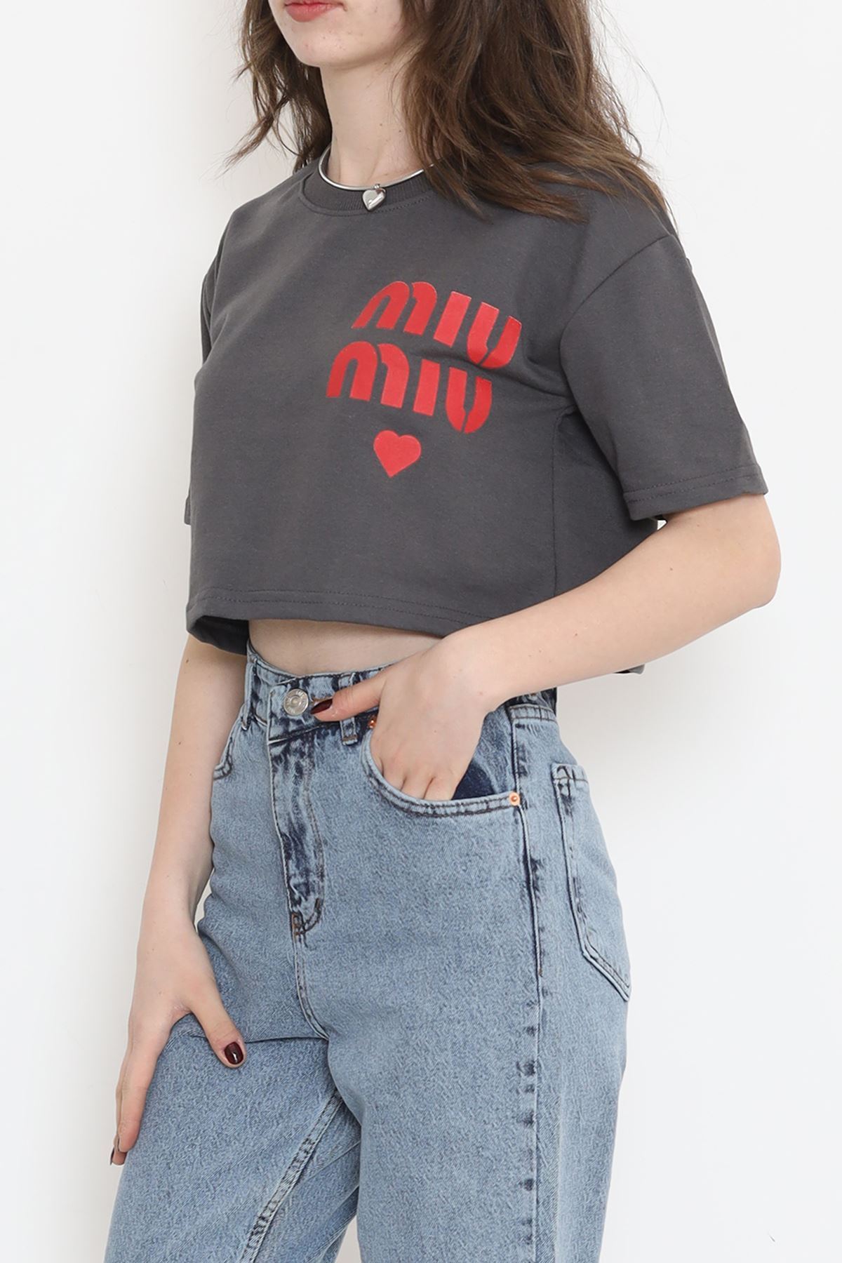 Crop Tişört Koyufüme - 16561.751.