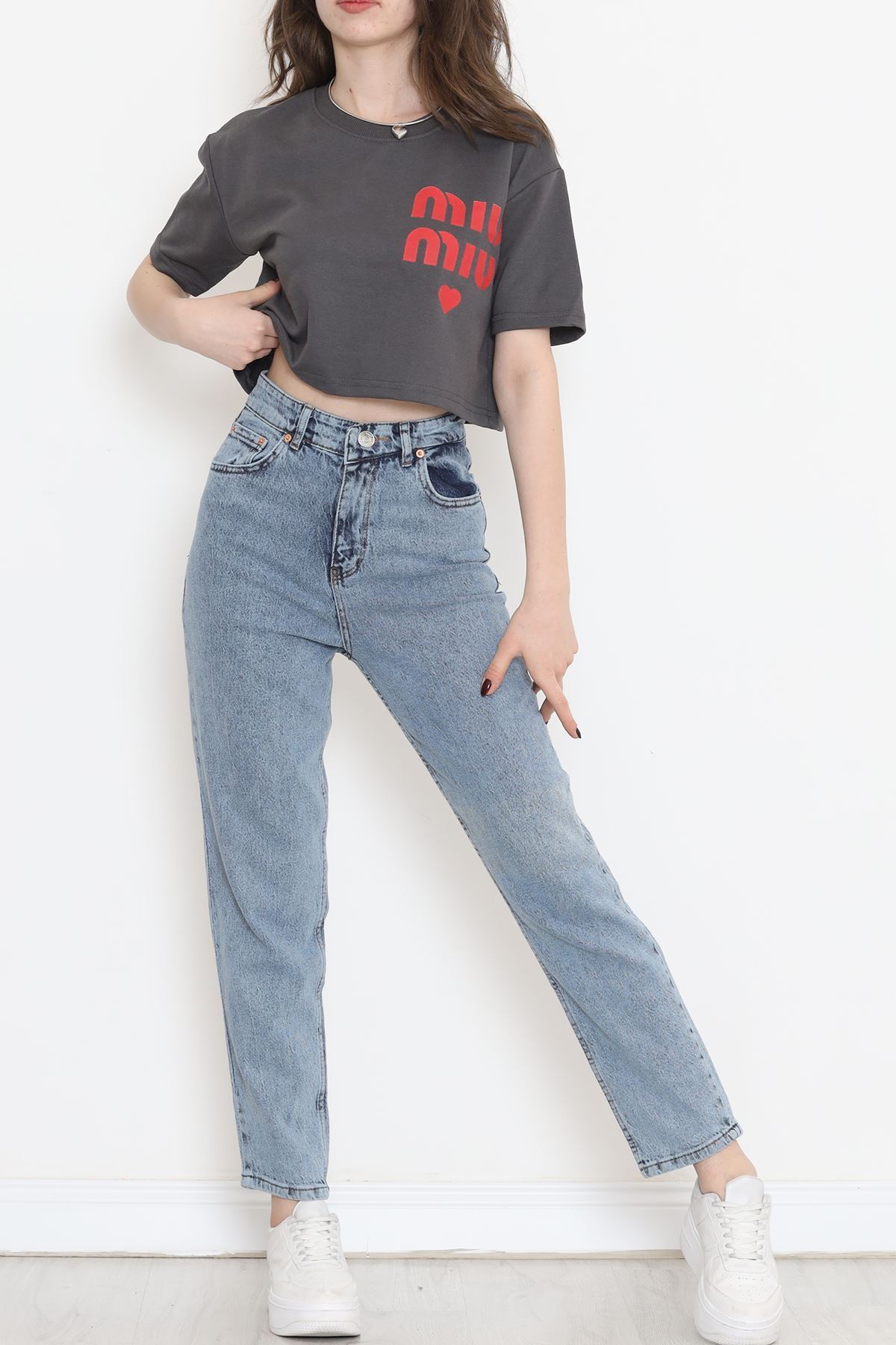 Crop Tişört Koyufüme - 16561.751.