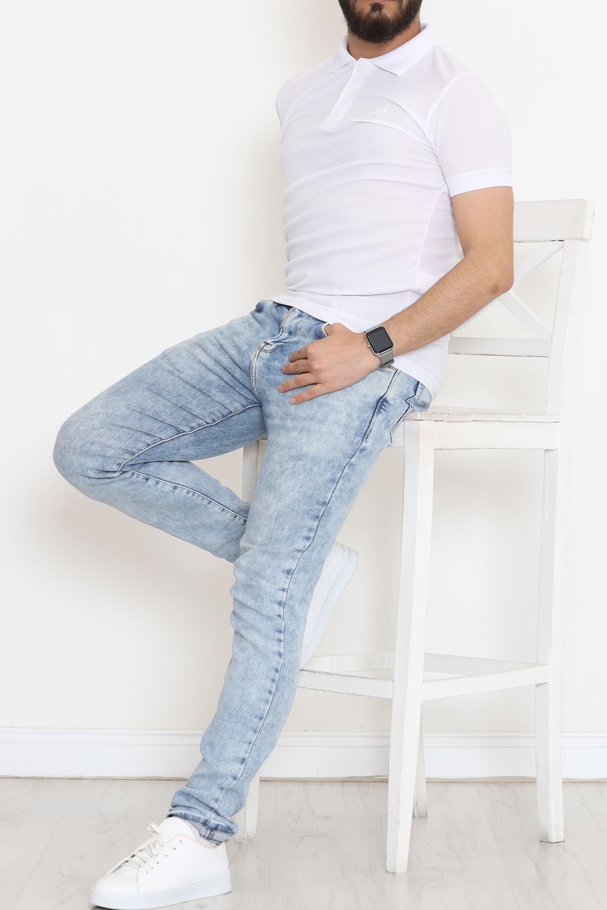 Polo Yaka Erkek Tişört Beyaz - 18288.1778.