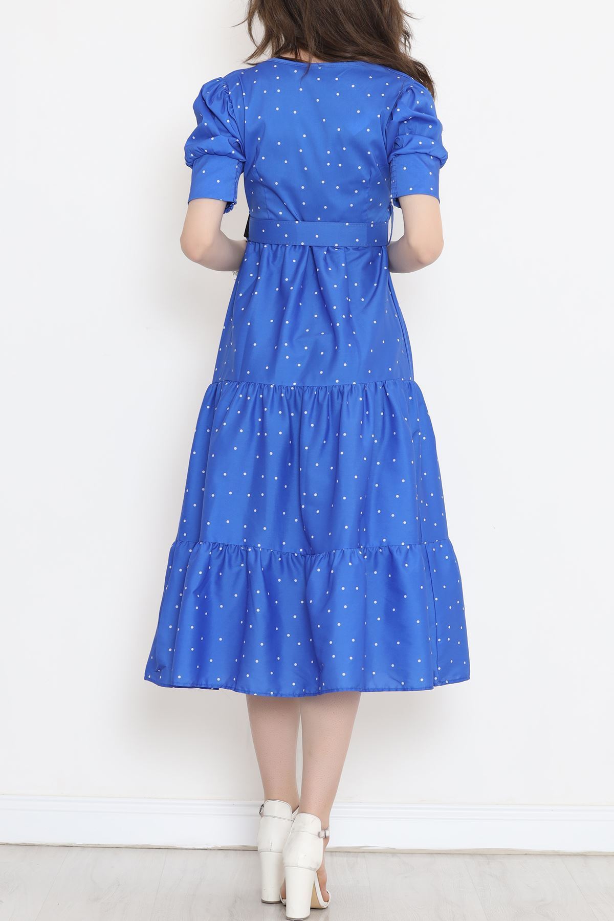 Önü Düğmeli Elbise Saks - 728.1247.