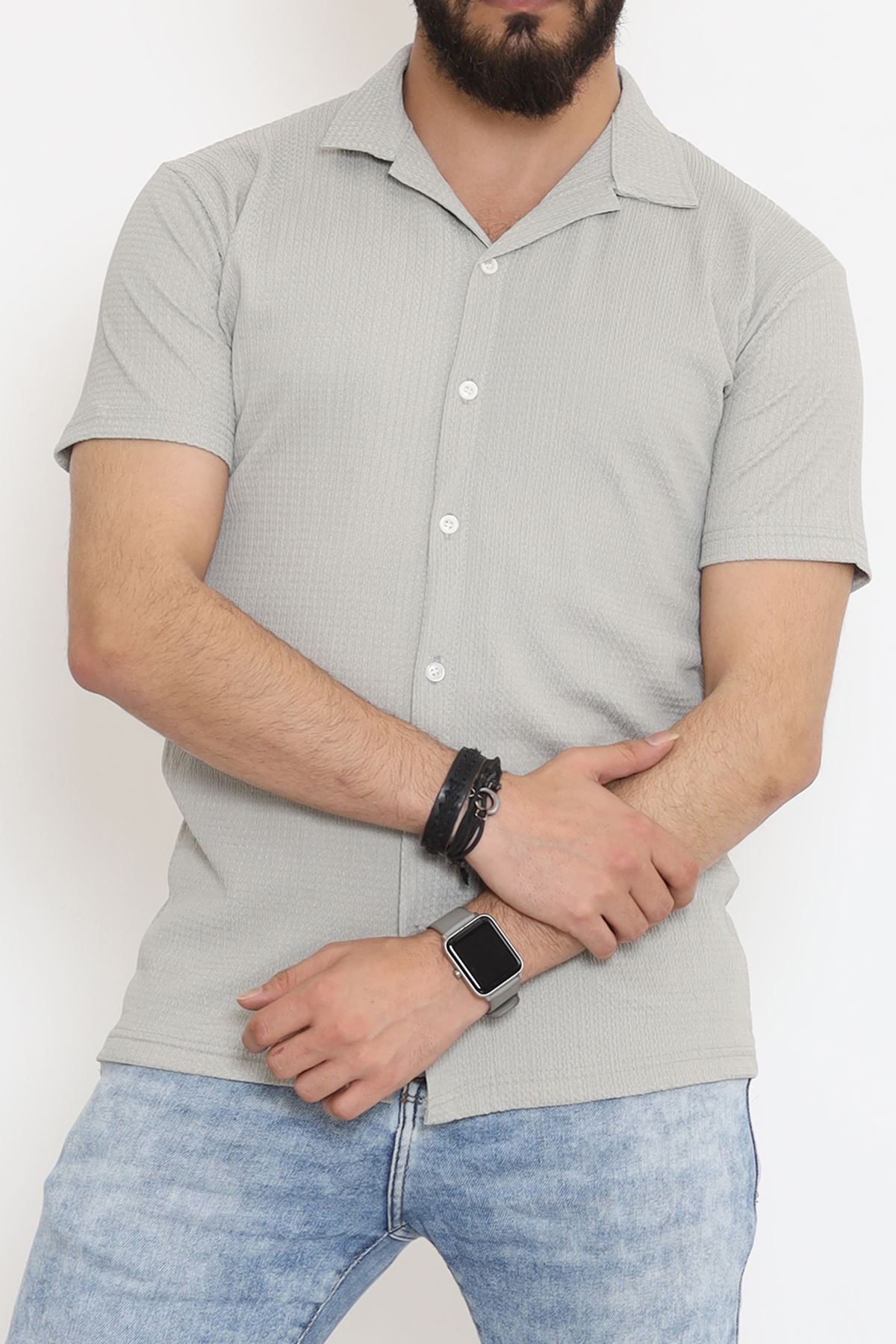 Çizgi Detay Erkek Gömlek Gri - 18289.1778.