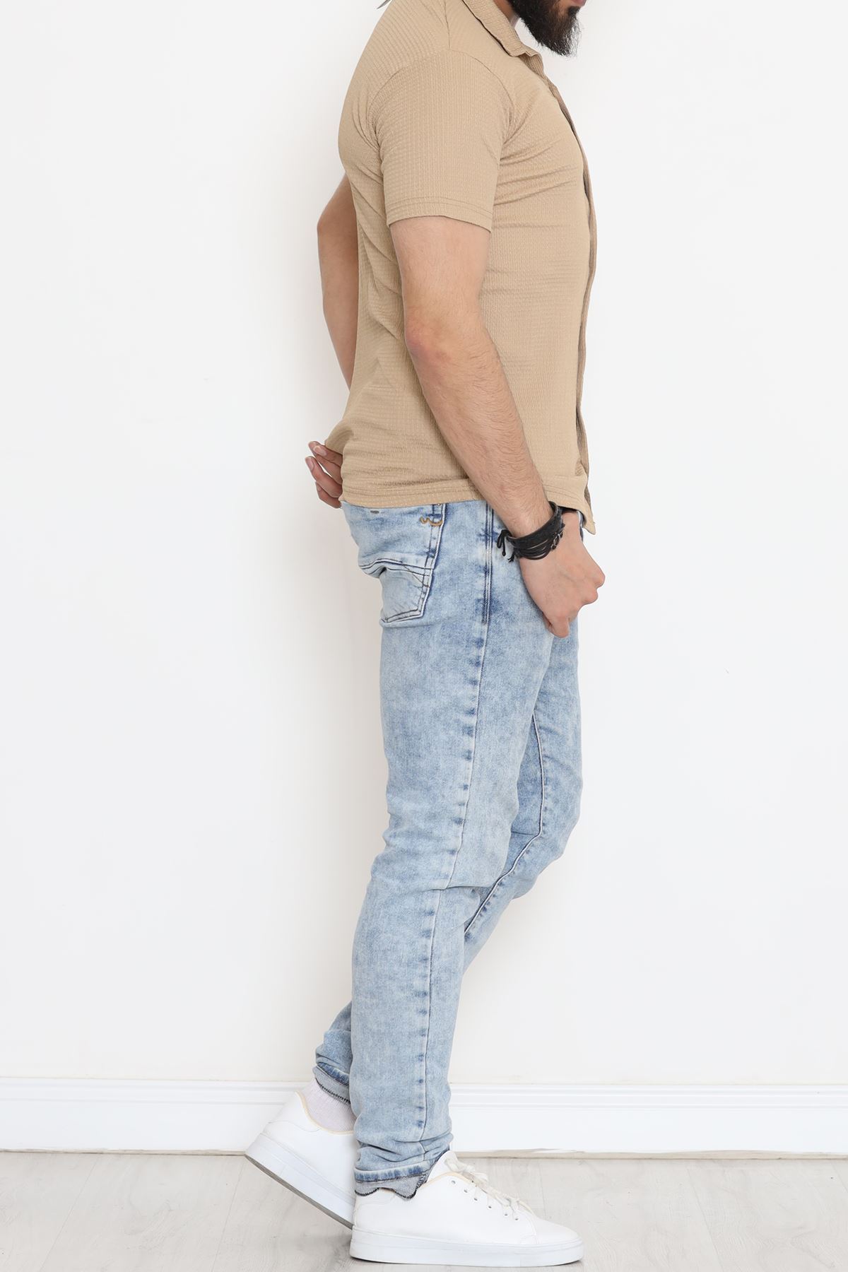 Çizgi Detay Erkek Gömlek Sütlükahve - 18289.1778.