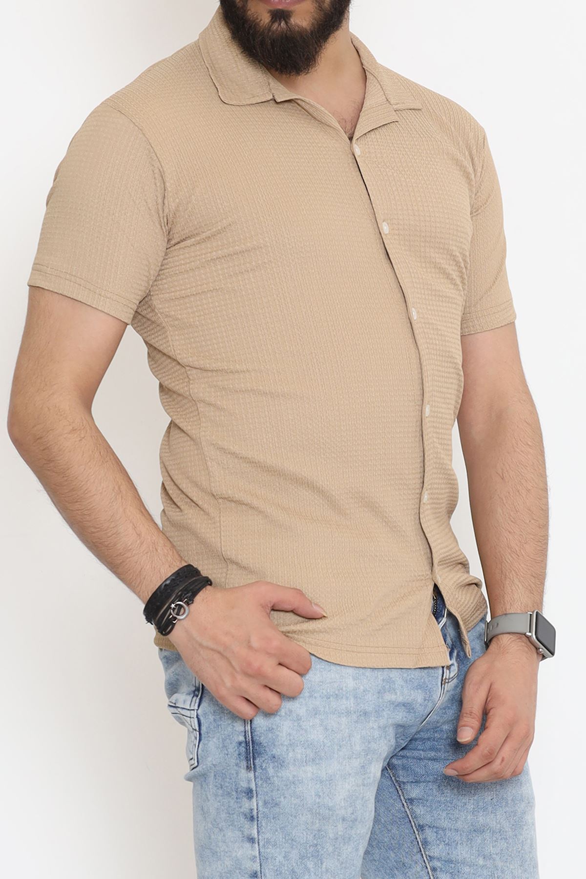 Çizgi Detay Erkek Gömlek Sütlükahve - 18289.1778.