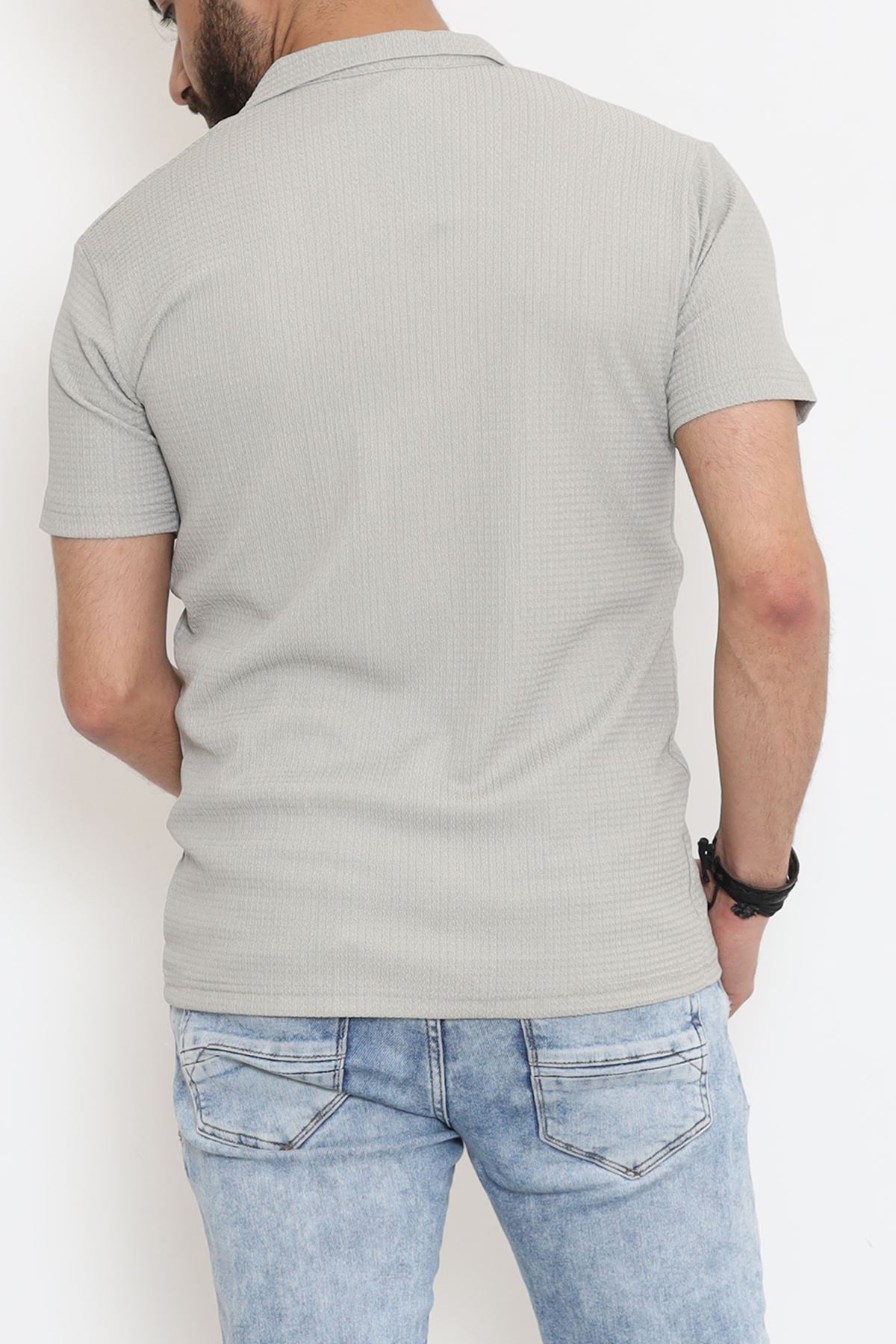 Çizgi Detay Erkek Gömlek Gri - 18289.1778.