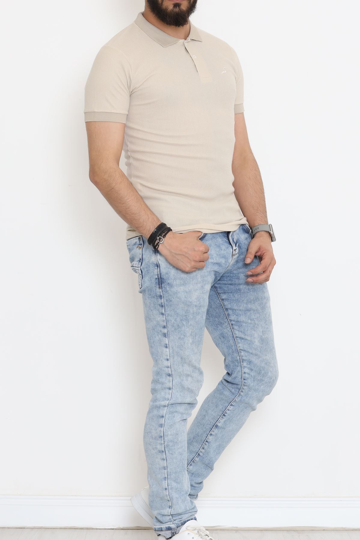 Polo Yaka Erkek Tişört Bej - 18288.1778.