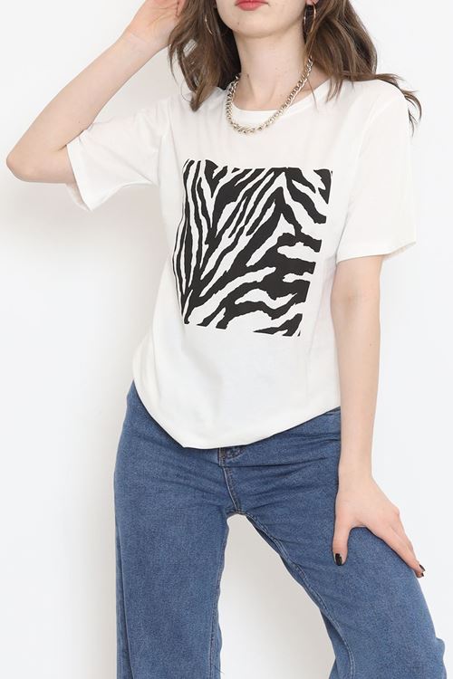 Panel Baskılı Pamuk Tişört Siyah - 873.1019.