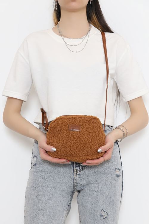 Peluş Çapraz Çanta Taba - 17340.1624.