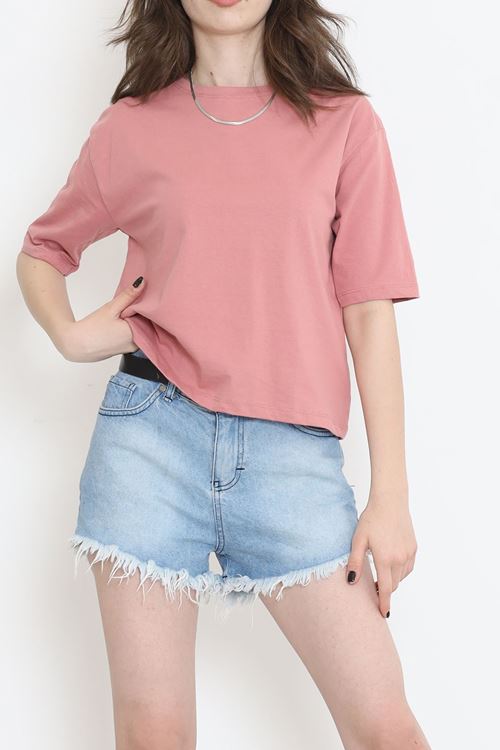 Süprem Crop Tişört Gülkurusu - 3648.1567.