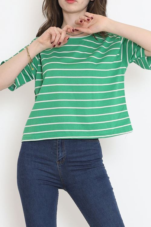 Çizgili Crop Tişört Benetton  - 9525.1567.