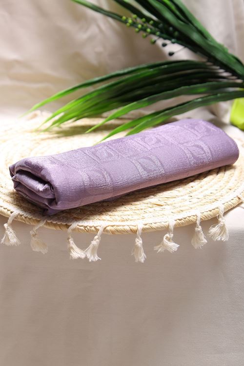 Damla Dama Desen Jakar Şal Lila - 16618.1596.