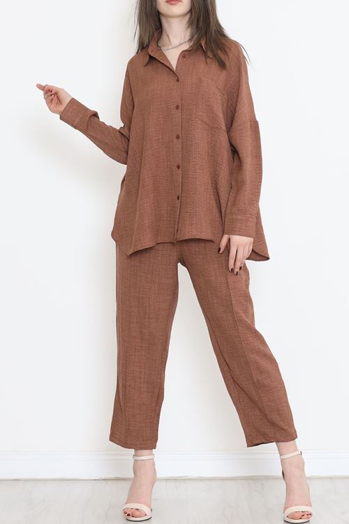 Keten Kimono Takım Acıkahve - 16451.1059.