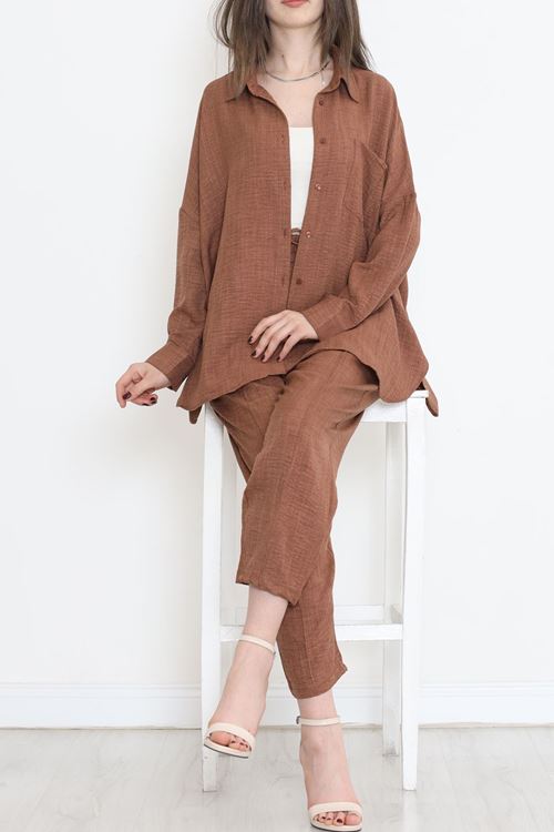 Keten Kimono Takım Acıkahve - 16451.1059.