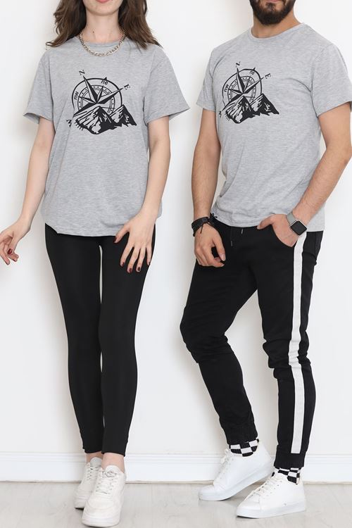 Unisex Baskılı Tişört Gri - 18172.599.
