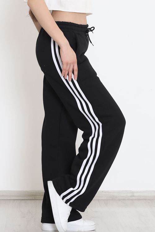 Şeritli Üç İplik Eşofman Altı Siyah - 15859.1567.