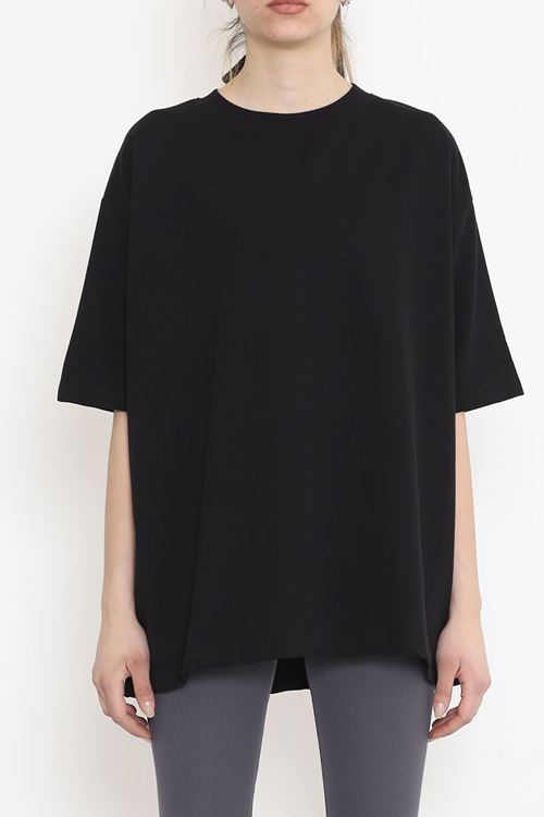 İki İplik Salaş Tişört Siyah - 152398.105.