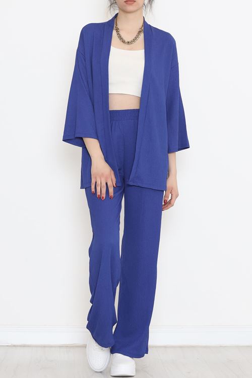 Uzun Kimono Takım Saks - 722.1247.