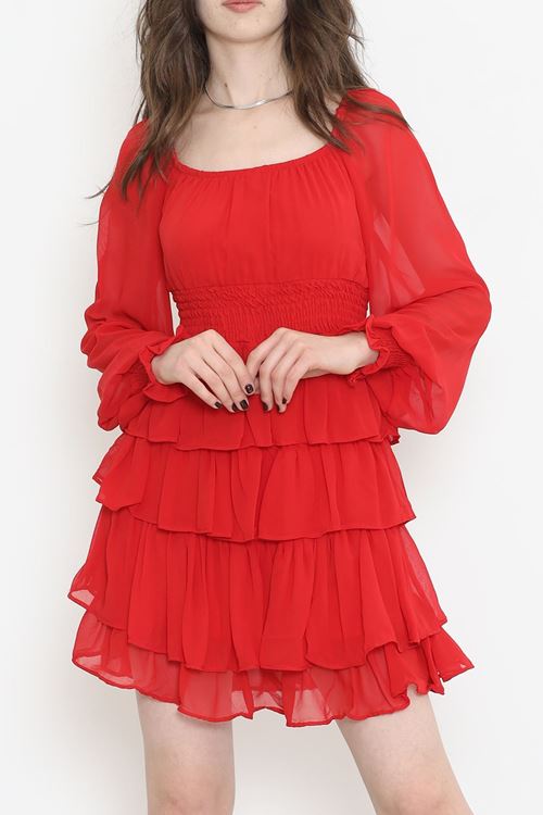 Kat Kat Şifon Elbise Kırmızı - 17742.1247.