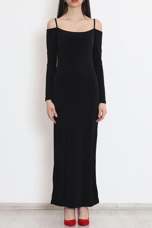 Omuz Detaylı Sandy Elbise Siyah - 15839.1794.