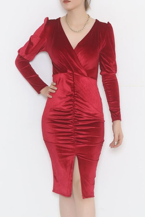 Kadife Elbise Bordo - 3667.1595.