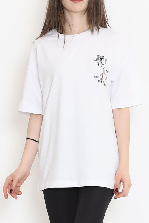 Baskılı Tişört Beyaz - 17379.1778.