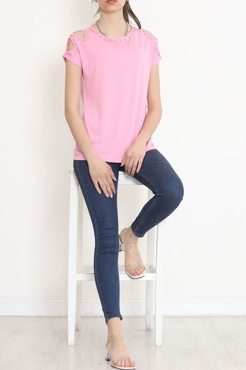 Omuz Dekolteli Bluz Pembe - 11395.599.