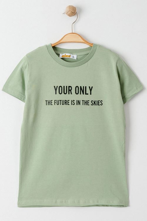 8-12 Yaş Baskılı Erkek Tişört Çağla - 324203.1576.