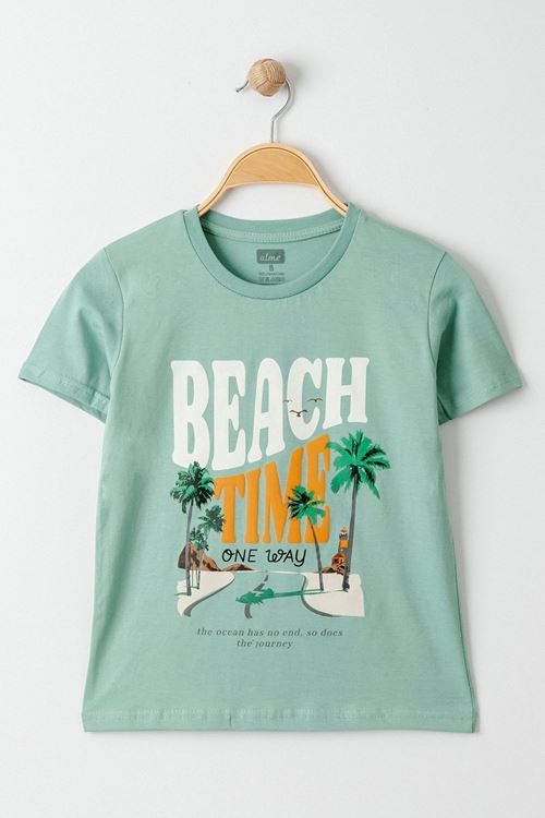 8-12 Yaş Baskılı Erkek Tişört Çağla - 324158.1576.