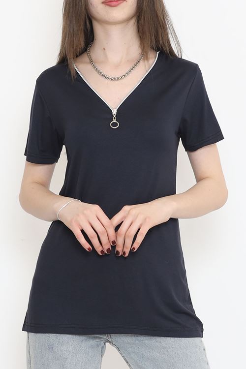 Fermuar Detaylı Bluz Koyufüme1 - 11366.599.